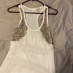 Miss Me, size small, cream, silky beaded tank top
